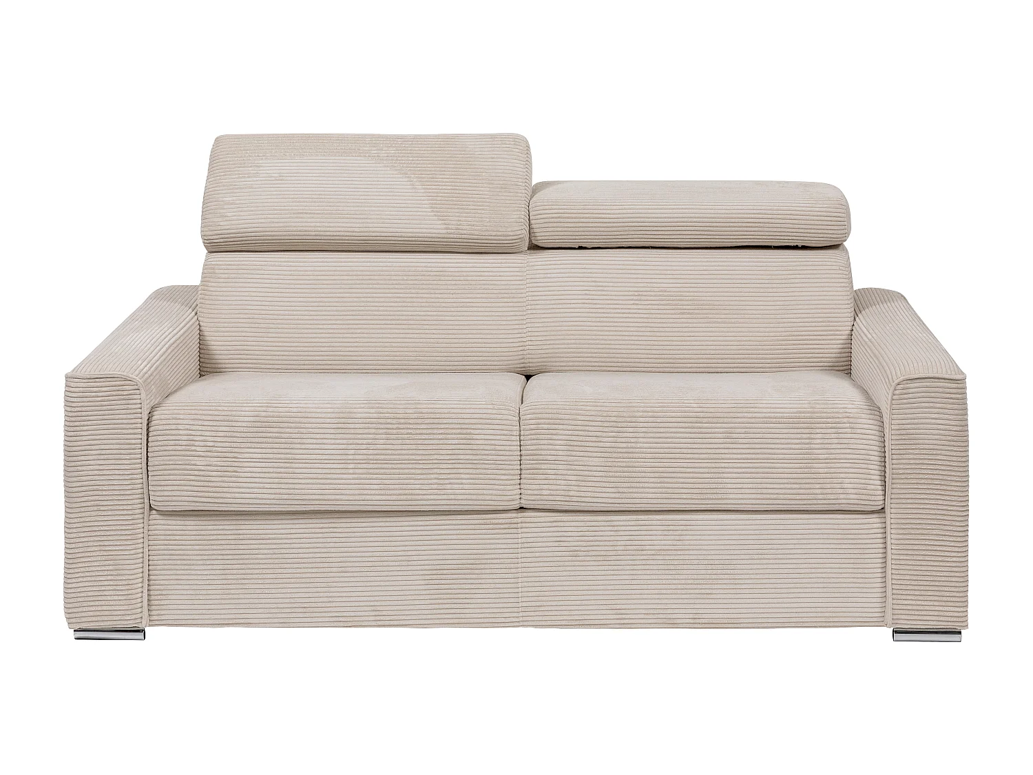 Express-slaapbank van beige ribfluweel Bed met latten 140 cm, dikte 22 cm VIZIR