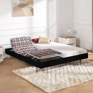 Elektrisch decoratief relaxbed met bedbodem en matras van latex met 3 zones 80 x 200 cm, beige stof PANISOLA Elektrisch decoratief relaxbed met bedbodem en matras van latex met 3 zones 80 x 200 cm, beige stof PANISOLA