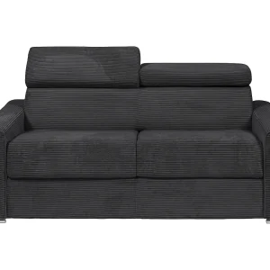 Express-slaapbank van grijs ribfluweel Bed met latten 160 cm, dikte 22 cm VIZIR Express-slaapbank van grijs ribfluweel Bed met latten 160 cm, dikte 22 cm VIZIR