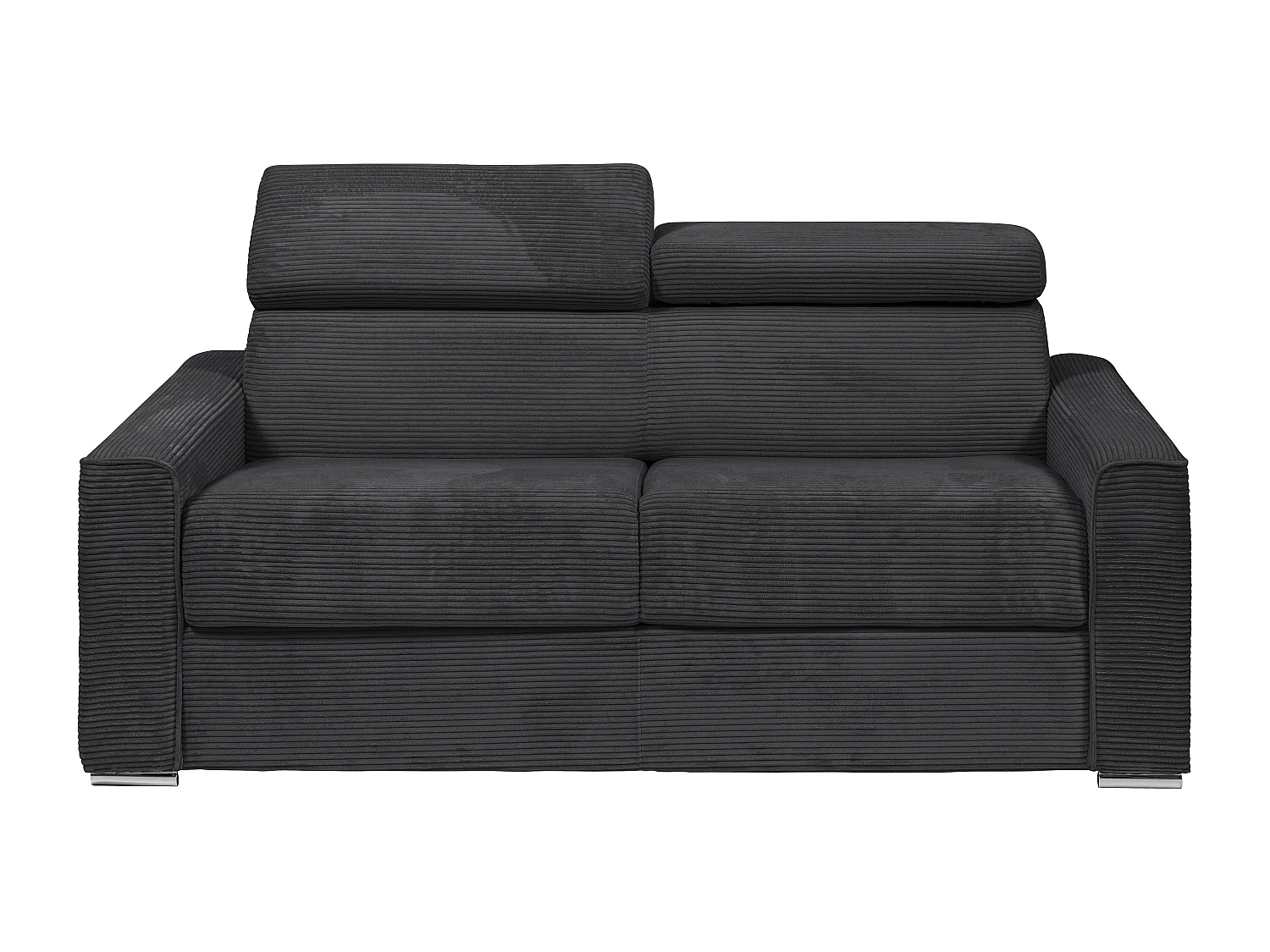 Express-slaapbank van grijs ribfluweel Bed met latten 160 cm, dikte 22 cm VIZIR