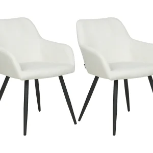 Eetkamerstoel set van 2 fluweel wit CASMALIA Eetkamerstoel set van 2 fluweel wit CASMALIA