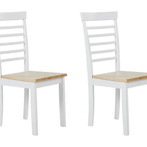 Eetkamerstoel set van 2 hout lichtbruin/wit BATTERSBY Eetkamerstoel set van 2 hout lichtbruin/wit BATTERSBY