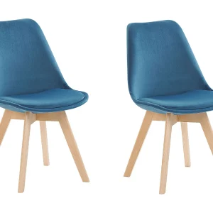Eetkamerstoel set van 2 fluweel blauw DAKOTA II