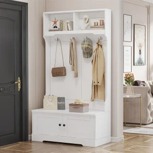 Garderobe – 4 haken & 4 vakken – Wit Garderobe – 4 haken & 4 vakken – Wit