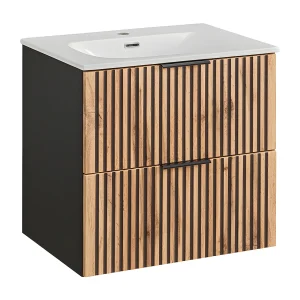 Gaia Wood en Zwart 60cm wastafelmeubel Gaia Wood en Zwart 60cm wastafelmeubel