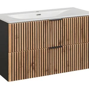 Gaia enkele wastafel 100cm Hout en Zwart Gaia enkele wastafel 100cm Hout en Zwart