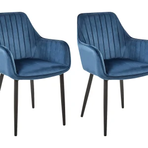 Eetkamerstoel set van 2 fluweel marineblauw WELLSTON Eetkamerstoel set van 2 fluweel marineblauw WELLSTON