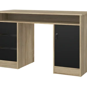 FunctionPlus bureau met slot 1 deur 3 laden eik decor zwart. FunctionPlus bureau met slot 1 deur 3 laden eik decor zwart.