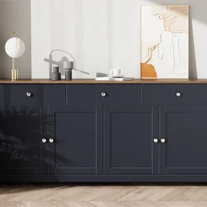 Dressoir voor woonkamer – 4 deuren en 3 laden – spaanplaat – Zwartgrijs