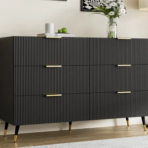 Dressoir、Moderne ladekast – 6 laden – spaanplaat – Zwart