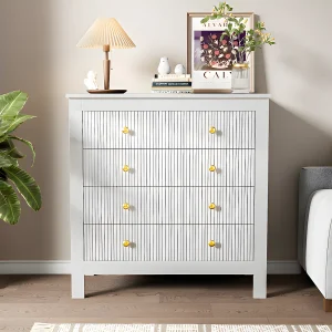 Dressoir、ladekast met 4 laden – spaanplaat – Wit