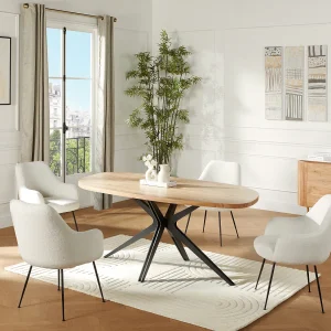 Eettafel 8 personen in acaciahout en metaal – Houtlook en zwart – LIVIANI Eettafel 8 personen in acaciahout en metaal – Houtlook en zwart – LIVIANI