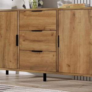 Dressoir met verstelbare planken – 2 deuren en 3 laden – Donker eiken