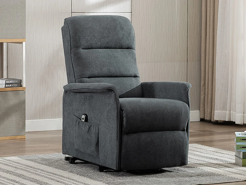 Elektrische relaxfauteuil van stof CAPUCINE - Antraciet