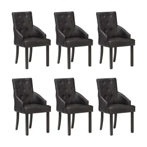 Eetkamerstoelen 6 st echt geitenleer zwart Eetkamerstoelen 6 st echt geitenleer zwart