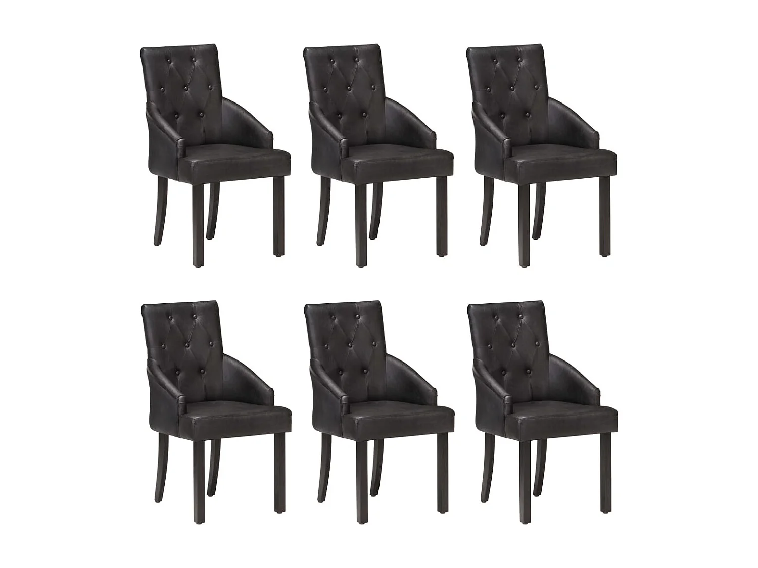 Eetkamerstoelen 6 st echt geitenleer zwart