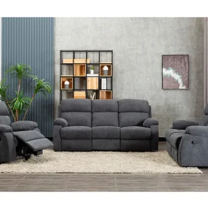 Driezits handmatige relaxbank van stof TOLZANO – Antraciet Driezits handmatige relaxbank van stof TOLZANO – Antraciet
