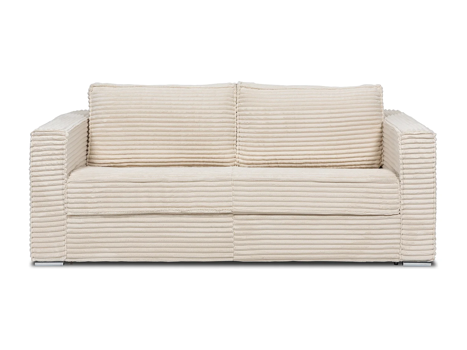 Express-vierzitsslaapbank van beige ribfluweel met brede ribbels, 160 cm LORETO