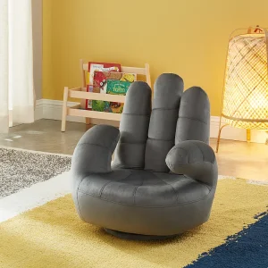Draaiende kinderfauteuil CATCHY van fluweel – Antraciet Draaiende kinderfauteuil CATCHY van fluweel – Antraciet