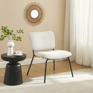 Fauteuil van beige ribfluweel LOVUNIA van Maison Céphy Fauteuil van beige ribfluweel LOVUNIA van Maison Céphy