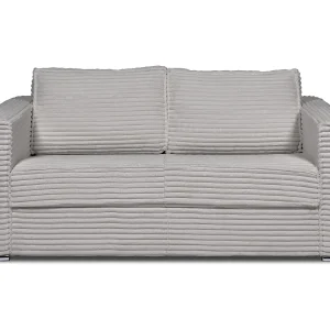 Driezitsslaapbank van lichtgrijs ribfluweel met brede ribbels LORETO
