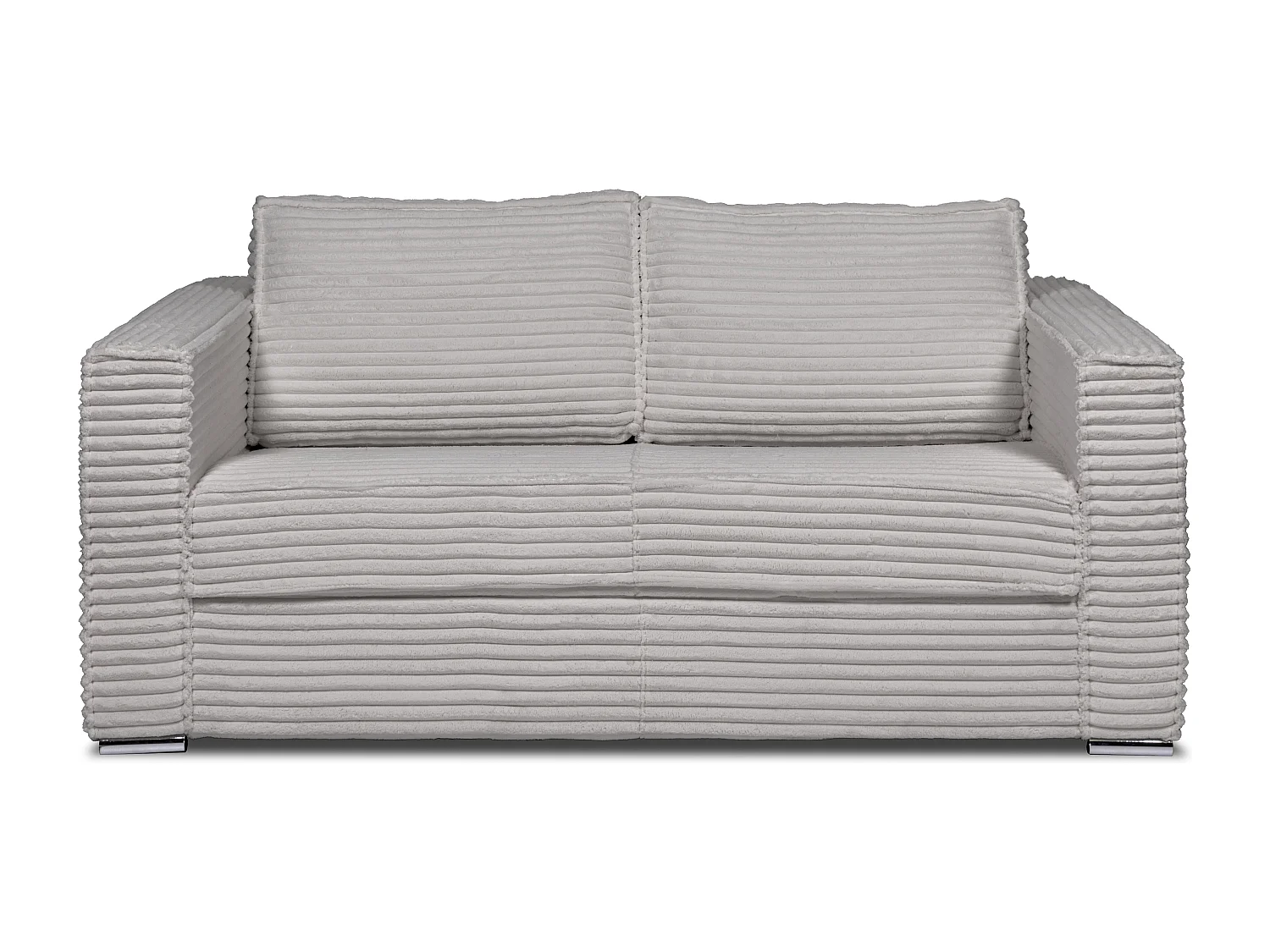 Driezitsslaapbank van lichtgrijs ribfluweel met brede ribbels LORETO