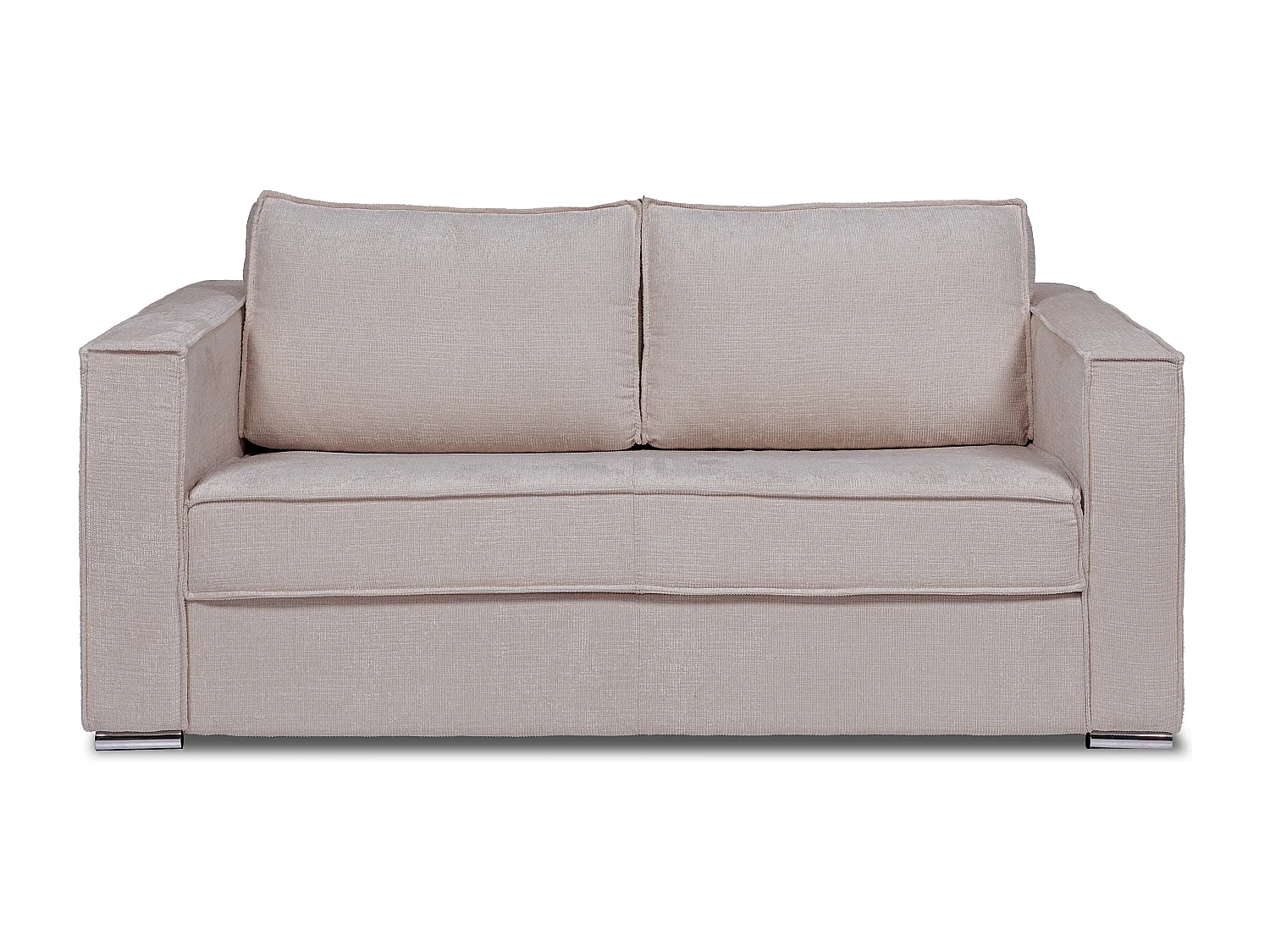 Express-driezitsslaapbank van beige stof met textuur - Bed 140 cm - Matras 22 cm LORETO