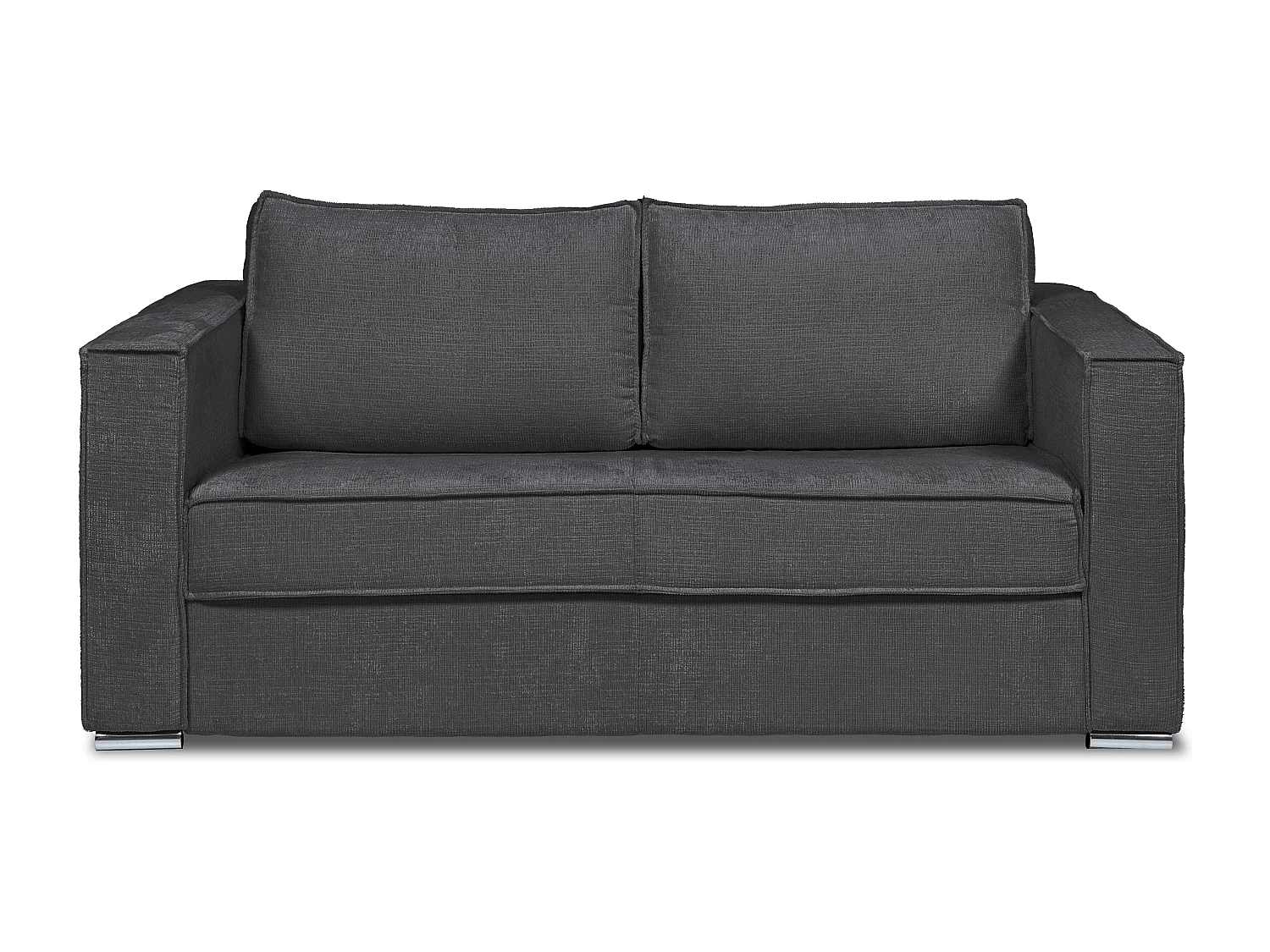 Express-driezitsslaapbank van beige stof met textuur - Bed 140 cm - Matras 22 cm LORETO