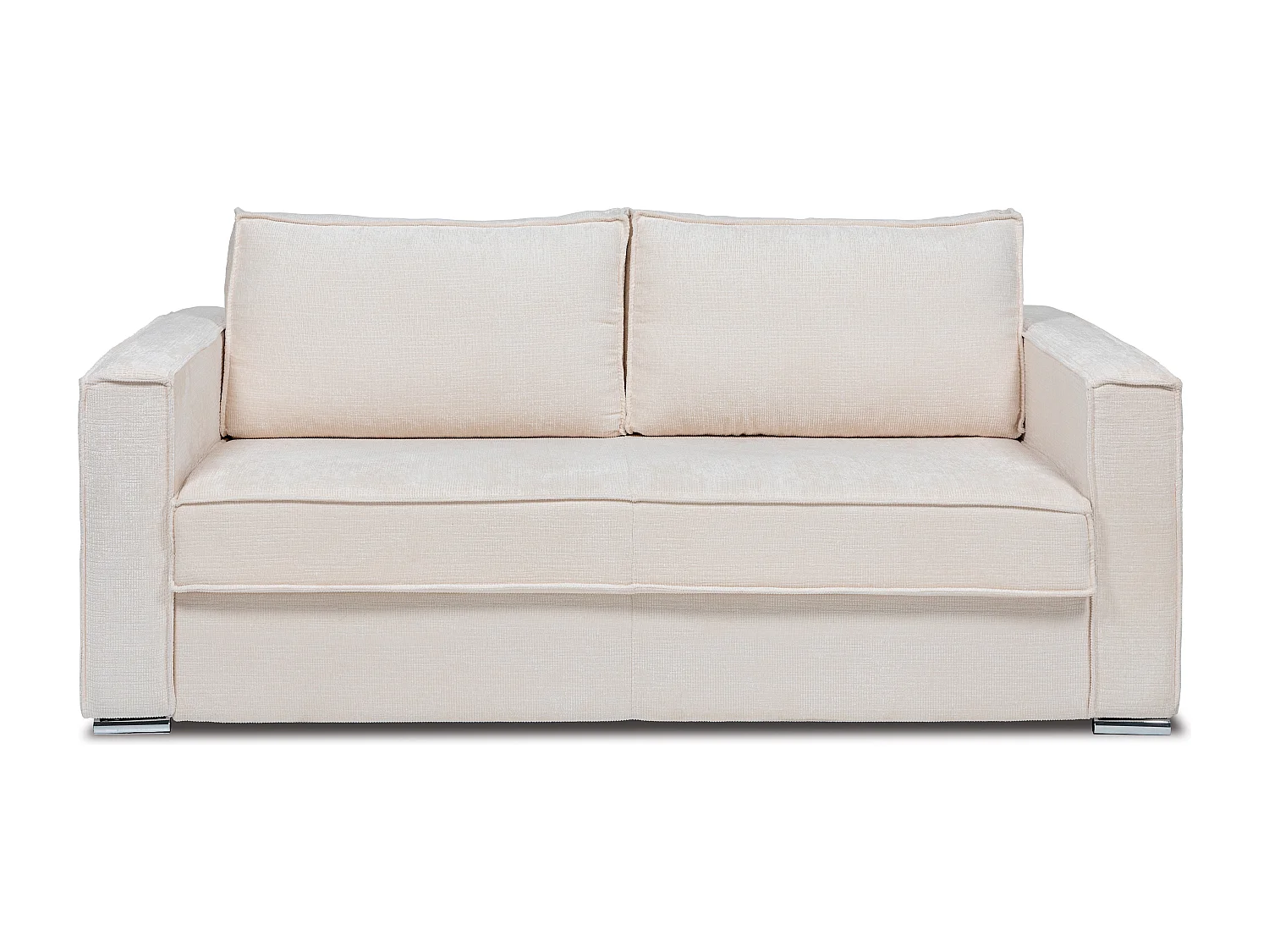 Express-vierzitsslaapbank van beige stof met textuur - 160 cm - Matras 14 cm LORETO