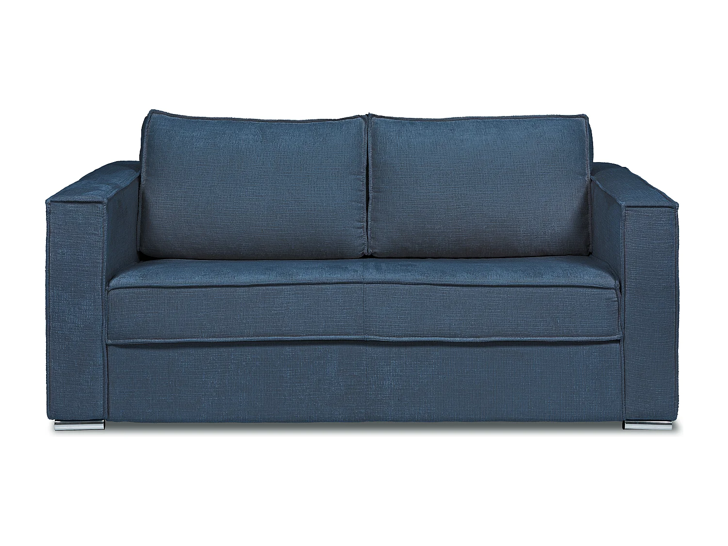 Express-driezitsslaapbank van beige stof met textuur, brede latten, 14 cm LORETO