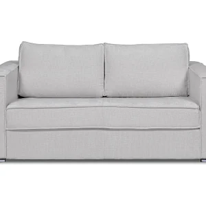 Express-vierzitsslaapbank van beige stof met textuur, brede latten, -18cm LORETO Express-vierzitsslaapbank van beige stof met textuur, brede latten, -18cm LORETO