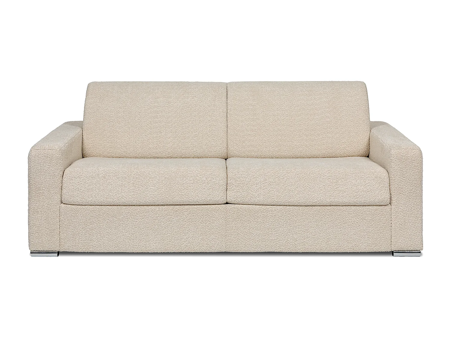 Express-vierzitsslaapbank van beige boucléstof - 160 cm - Matras 18 cm - CALITO