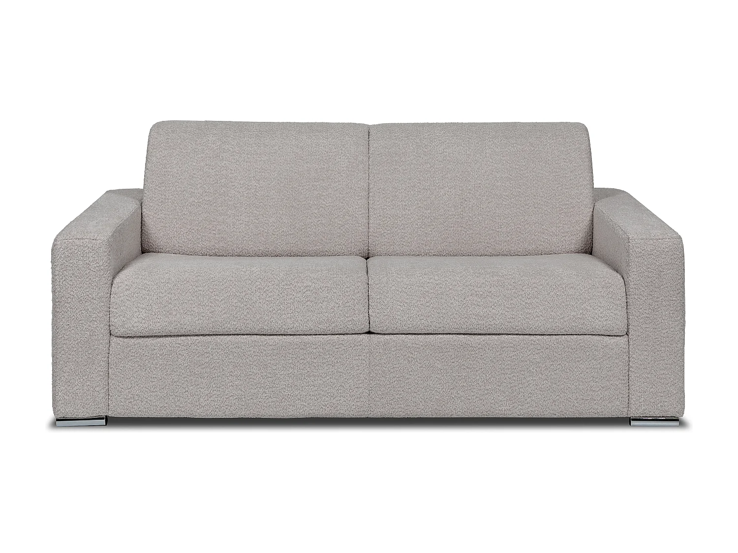 Express-driezitsslaapbank van lichtgrijze boucléstof - 140 cm - Matras 14 cm - CALITO