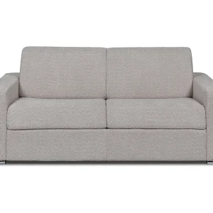 Express-driezitsslaapbank van lichtgrijze boucléstof – 140 cm – Matras 18 cm – CALITO Express-driezitsslaapbank van lichtgrijze boucléstof – 140 cm – Matras 18 cm – CALITO