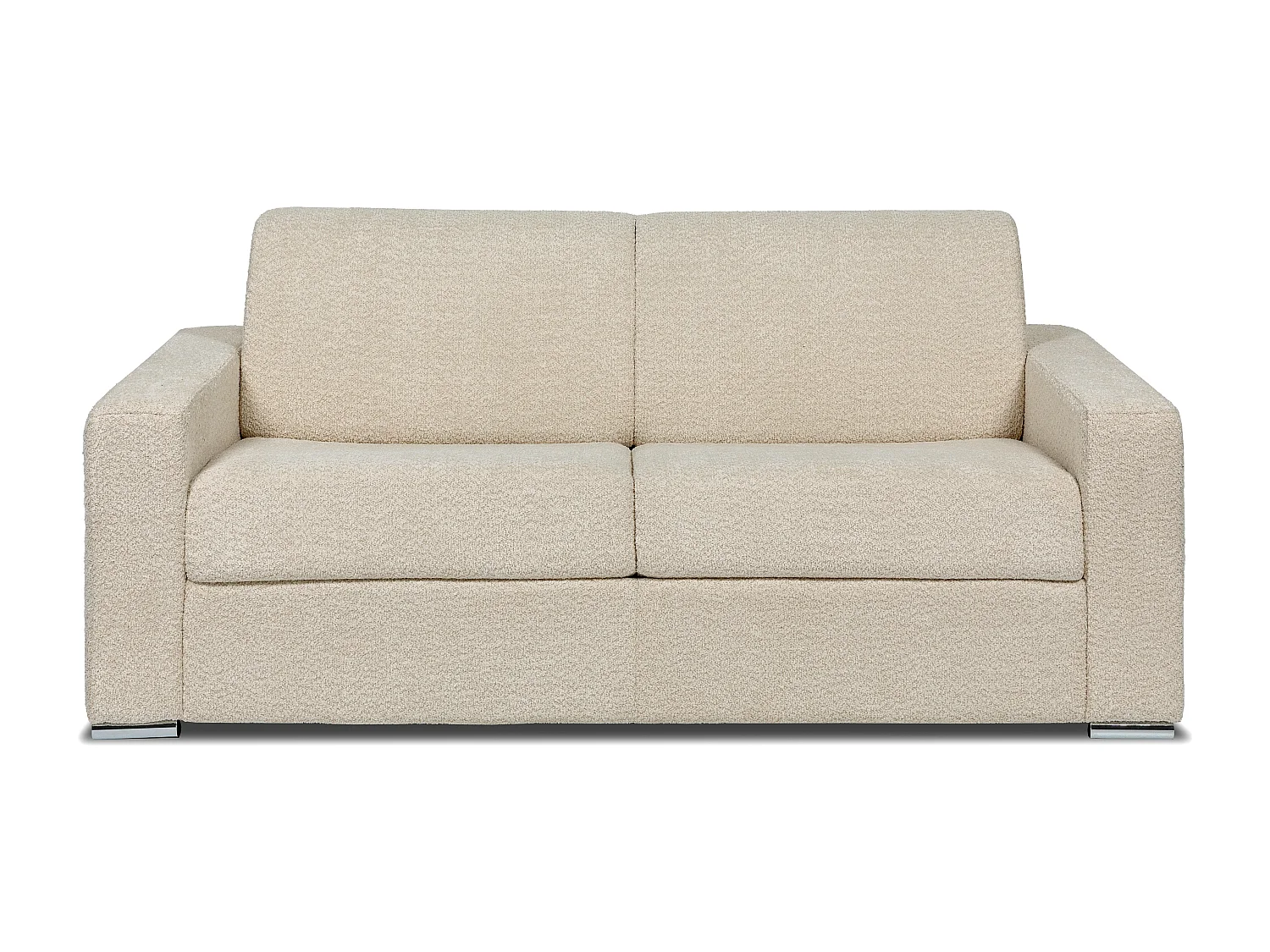 Express-driezitsslaapbank van beige boucléstof - 140 cm - 18 cm CALITO