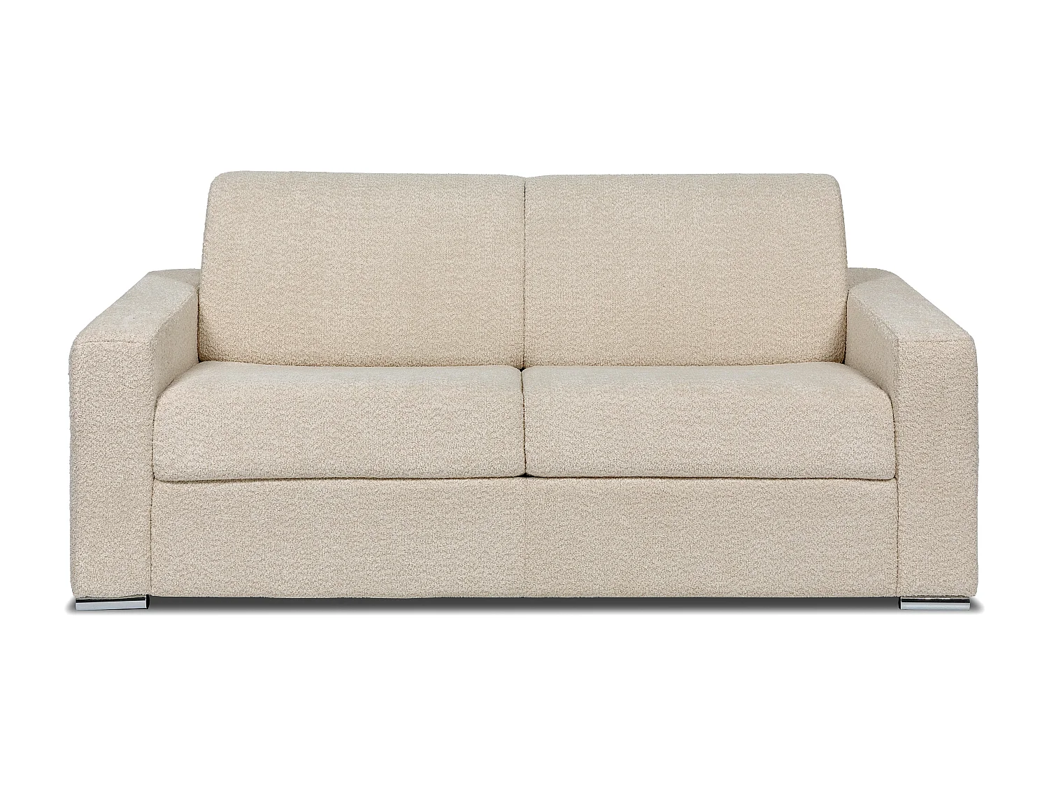 Express-driezitsslaapbank van beige boucléstof - 140 cm - 22 cm CALITO
