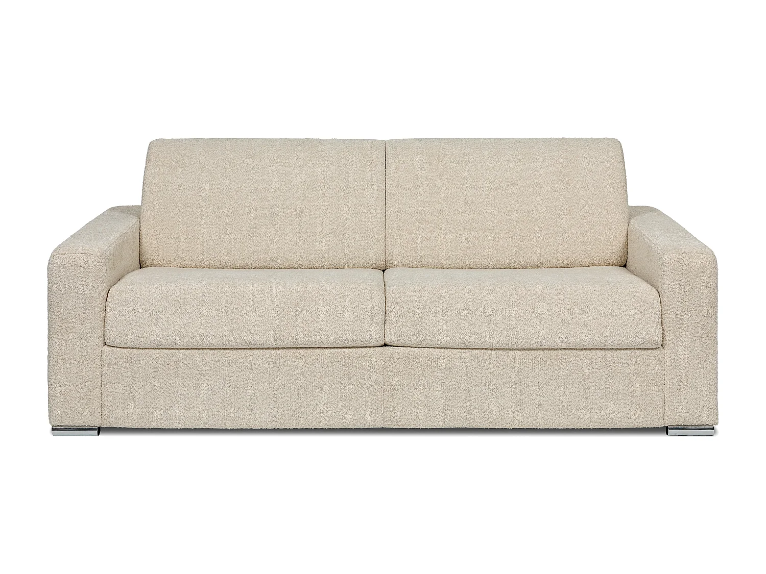 Express-vierzitsslaapbank van beige boucléstof - 160 cm - 22 cm CALITO
