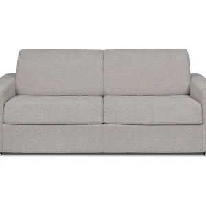 Express-vierzitsslaapbank van lichtgrijze boucléstof – 160 cm – 14 cm CALITO Express-vierzitsslaapbank van lichtgrijze boucléstof – 160 cm – 14 cm CALITO