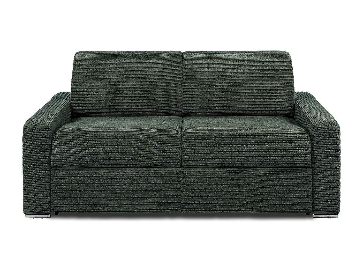 Express-driezitsslaapbank van groen ribfluweel - 140 cm - Matras 14 cm - CALITO