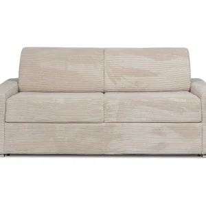 Express-vierzitsslaapbank van beige ribfluweel – 160 cm – Matras 18 cm – CALITO Express-vierzitsslaapbank van beige ribfluweel – 160 cm – Matras 18 cm – CALITO