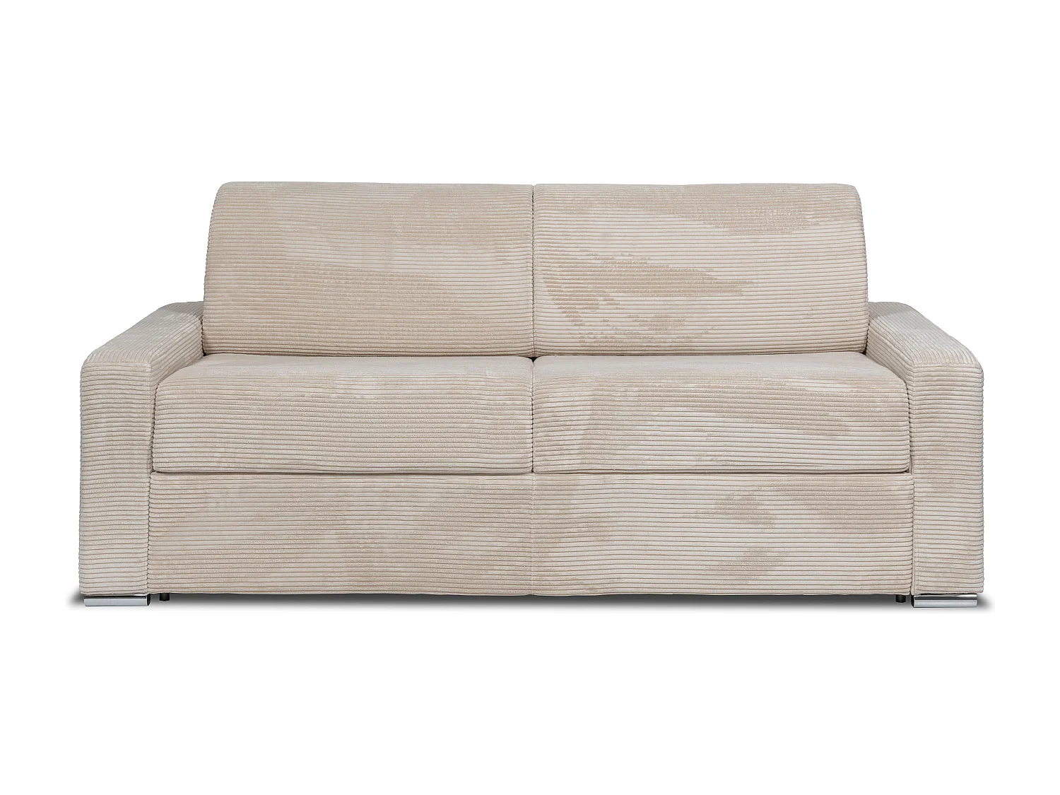 Express-vierzitsslaapbank van beige ribfluweel - 160 cm - Matras 18 cm - CALITO
