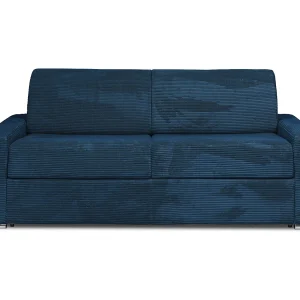 Express-vierzitsslaapbank van blauw ribfluweel – 160 cm – Matras 22 cm – CALITO Express-vierzitsslaapbank van blauw ribfluweel – 160 cm – Matras 22 cm – CALITO