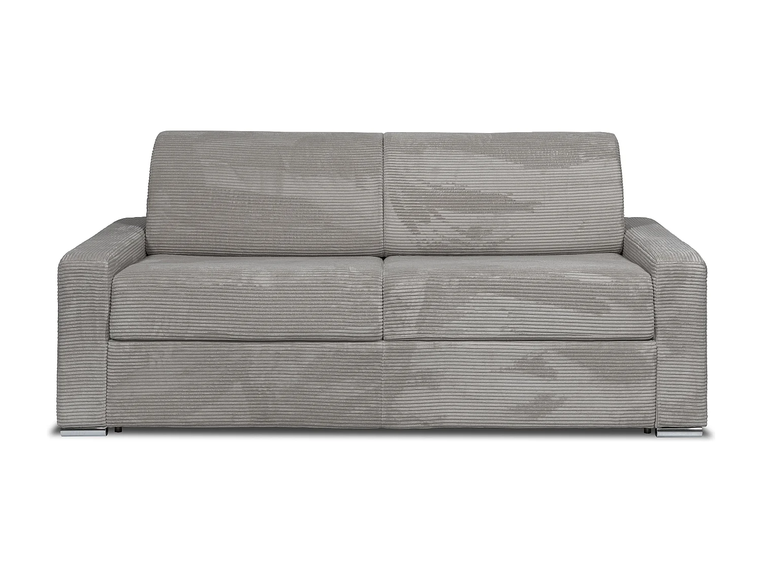 Express-vierzitsslaapbank van lichtgrijs ribfluweel - 160 cm - 14 cm - CALITO