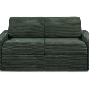Express-driezitsslaapbank van groen ribfluweel – 140 cm – Matras 22 cm CALITO Express-driezitsslaapbank van groen ribfluweel – 140 cm – Matras 22 cm CALITO