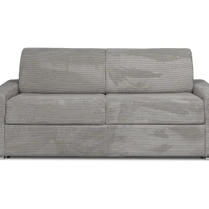 Express-vierzitsslaapbank van lichtgrijs ribfluweel – 160 cm – 22 cm CALITO Express-vierzitsslaapbank van lichtgrijs ribfluweel – 160 cm – 22 cm CALITO