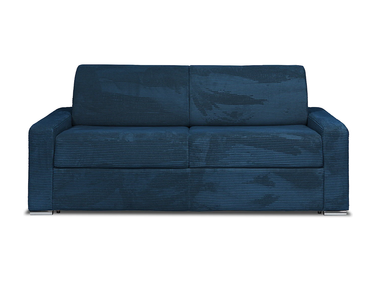 Express-vierzitsslaapbank van blauw ribfluweel - 160 cm - 18 cm CALITO