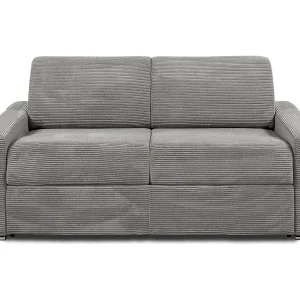 Express-driezitsslaapbank van lichtgrijs ribfluweel – 140 cm – 22 cm CALITO Express-driezitsslaapbank van lichtgrijs ribfluweel – 140 cm – 22 cm CALITO