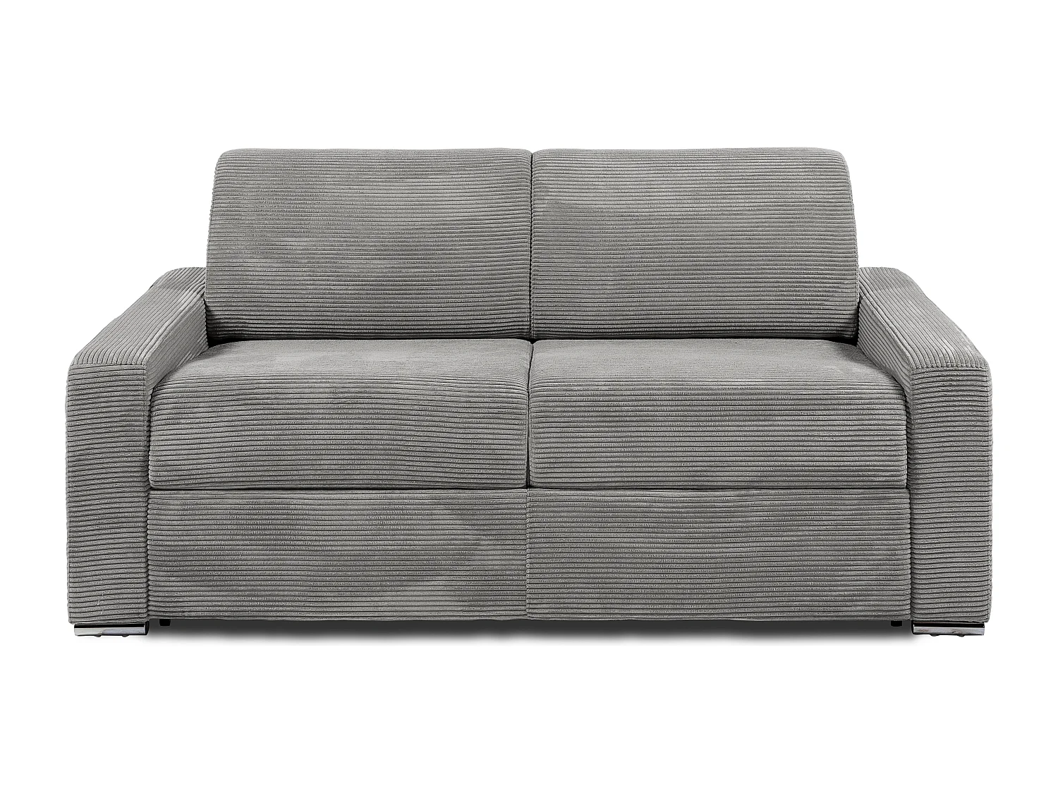 Express-driezitsslaapbank van lichtgrijs ribfluweel - 140 cm - 18 cm CALITO