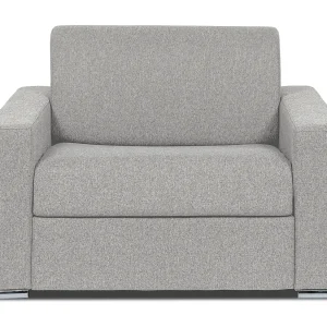Convertibele fauteuil in lichtgrijze gemêleerde stof – 70 cm slaapoppervlak – 14 cm matras – CALITO