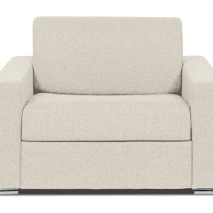 Convertibele fauteuil in beige gemêleerde stof – Slaapgedeelte 70 cm – Matras 14 cm – CALITO